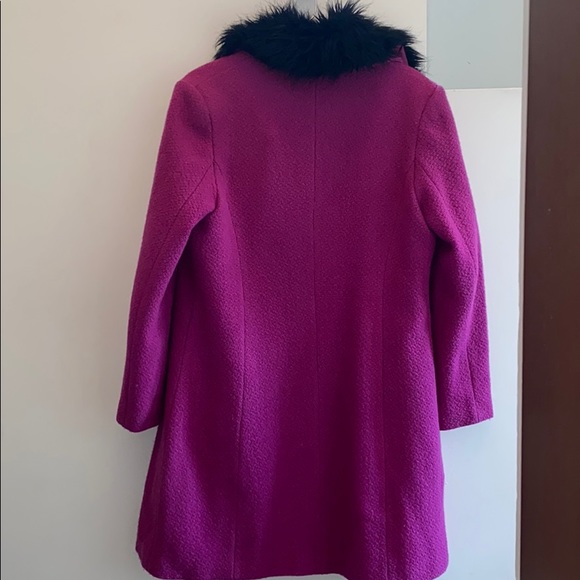 Bagatelle Fuchsia💕Coat Sz14 w/BLK Faux Fur Collar - Picture 8 of 8